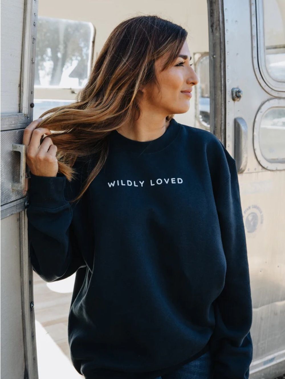 Crowned Free NWT Wildly Loved Navy Crewneck Sweatshirt Pullover - Women’s Small